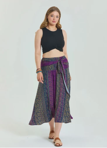 Purple Plus Size Skirt with Waist Tie 4596